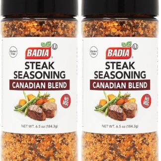 Badia Steak Seasoning Canadian Blend, 6.5 oz – Savory Salt, Garlic & Spice Mix with Paprika, Smoky Grill Rub for Steaks, Burgers, Pork, Chicken, Gluten Free (Pack of 2)