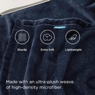 Bedsure GentleSoft Navy Fleece Blankets Queen Size - Bed Blanket Blue Soft Lightweight Plush Fuzzy Cozy Luxury Microfiber, 90x90 inches