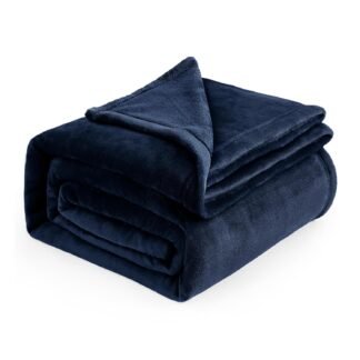 Bedsure GentleSoft Navy Fleece Blankets Queen Size - Bed Blanket Blue Soft Lightweight Plush Fuzzy Cozy Luxury Microfiber, 90x90 inches