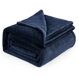 Bedsure GentleSoft Navy Fleece Blankets Queen Size - Bed Blanket Blue Soft Lightweight Plush Fuzzy Cozy Luxury Microfiber, 90x90 inches