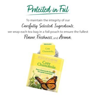 Bigelow Cozy Chamomile Herbal Tea,Caffeine Free Tea with Chamomile Flowers, 100 Count Box (Pack of 1)