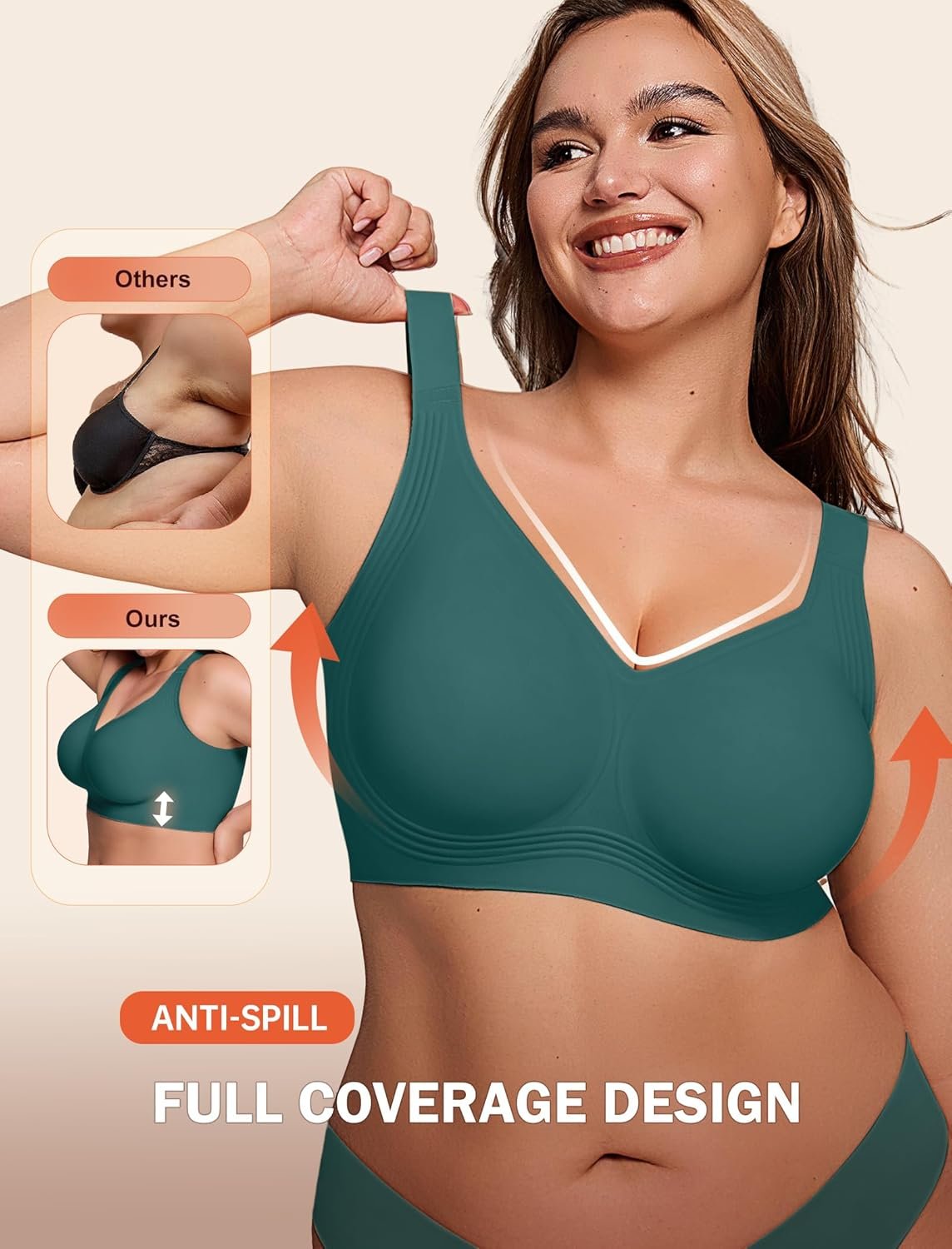 Bras for Women Supportive Wireless Push Up Bra Full Coverage No Underwire Seamless Plus Size for Older Women - lunas-mystic-emporium.com Bras for Women Supportive Wireless Push Up Bra Full Coverage No Underwire Seamless Plus Size for Older Women