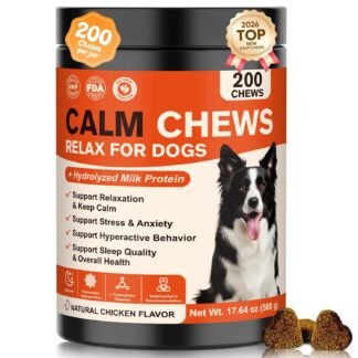 Calming Chews for Dogs-Dog Calming Chews Anxiety Relief Bites with Melatonin HMP for Dog Relaxing Aid-Car Anxiety Fireworks and Thunder Stress Relief Treats Supplements for...