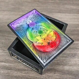 Ebros Gift Metaphysical Rainbow 7 Chakra Zone Colors Wicca Divination Ornate Tarot Cards Decorative Box Storage Stash Trinket Jewelry Boxes