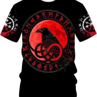 ENLACHIC Men's Vikings T Shirt Tops Novelty 3D Print Norse Mythology Pullover Tee