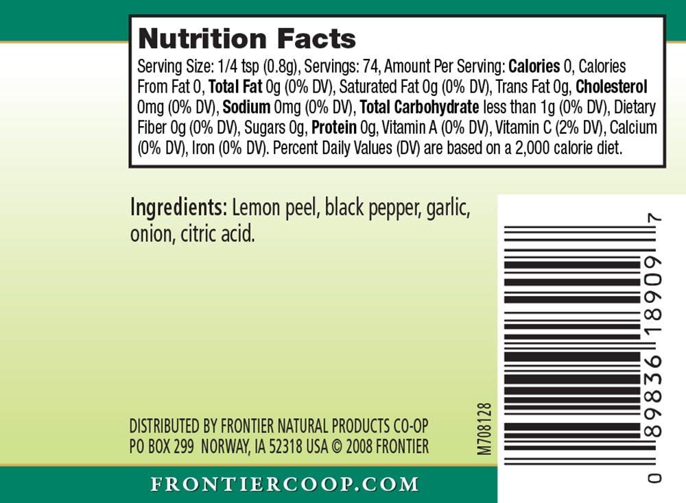 Frontier Seasoning Blends Salt-Free Lemon Pepper 208-Ounce Bottle - lunas-mystic-emporium.com Frontier Seasoning Blends, Salt-Free Lemon Pepper, 2.08-Ounce Bottle