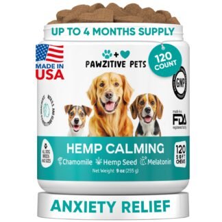 Hemp Calming Chews for Dogs - Dog Calming Chews for Anxiety Relief, Stress, Separation, Fireworks, Thunder, Travel, Vet Visits - USA Product - 120 Soft Treats with Melatonin,...