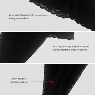 High Waisted Thong Underwear Tummy Control Panties Cotton Lace Thongs Size S-4XL