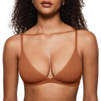 INLYRIC Women's Inbarely Triangle Bralette Plunge Unlined Seamless Bra No Underwire Sexy Comfortable Everyday