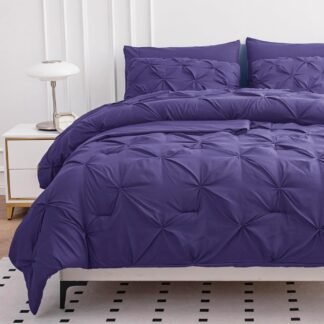 LANE LINEN Queen Size Comforter - Set of 7 Piece - Refined Pintuck Finish for Hotel Style Bedding - Ultra Soft Microfiber All Season Complete Bed in a Bag - Everyday Comfort for...