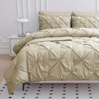 LANE LINEN Queen Size Comforter - Set of 7 Piece - Refined Pintuck Finish for Hotel Style Bedding - Ultra Soft Microfiber All Season Complete Bed in a Bag - Everyday Comfort for...