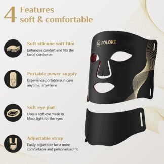 LED Light Therapy Mask Skin Care Mask, LED Red 630±5nm & NIR 830nm Wavelength for Home Use (Alabaster)