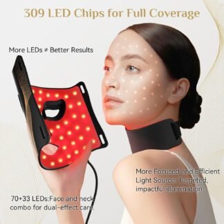 LED Light Therapy Mask Skin Care Mask, LED Red 630±5nm & NIR 830nm Wavelength for Home Use (Alabaster)