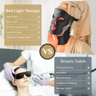 LED Light Therapy Mask Skin Care Mask, LED Red 630±5nm & NIR 830nm Wavelength for Home Use (Alabaster)