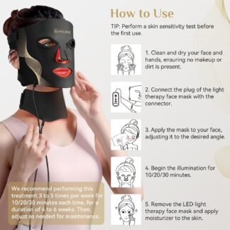 LED Light Therapy Mask Skin Care Mask, LED Red 630±5nm & NIR 830nm Wavelength for Home Use (Alabaster)