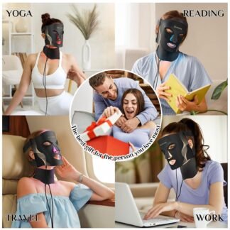 LED Light Therapy Mask Skin Care Mask, LED Red 630±5nm & NIR 830nm Wavelength for Home Use (Alabaster)