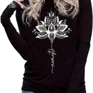 Live by The Sun Love by The Moon Hoodie Women's Sun and Moon Casual Long Sleeve Sweatshirt Round Neck Pullover Tops