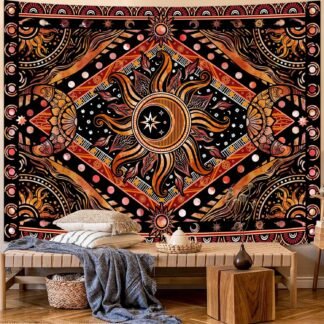 Lunerfex Hippie Sun and Moon Tapestry Bohemian Celestial Tapestry Aesthetic Tapestries for Bedroom and Living Room Decor Sun and Moon 44×60 Inches - lunas-mystic-emporium.com Lunerfex Hippie Sun and Moon Tapestry Bohemian Celestial Tapestry Aesthetic Tapestries for Bedroom and Living Room Decor Sun and Moon 44×60 Inches