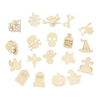 Luxshiny 50pcs Halloween Hanging Decor Wooden Ornaments Mixed Style DIY Craft Pendant Party Supplies Home Hanging Adornment Random Style