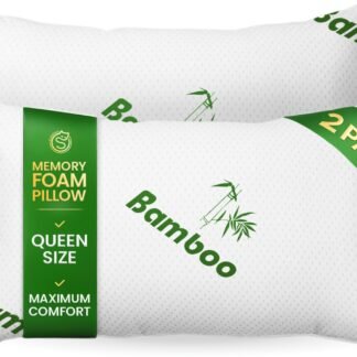 Memory Foam Pillows Queen Size Set of 2 - Cooling Bed Pillows for Sleeping - Back, Stomach, Side Sleeper Firm, Comfy Cool Shredded - 2 Pack, Rayon Derived from Bamboo