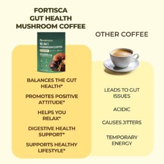 Mushroom Coffee with 10 Adaptogenic Mushroom(Lion's Mane, Cordyceps, Turkey Tail & Other) Mixed, Ashwagandha Probiotic Instant Coffee for Better Energy, Gut Health & Immune...
