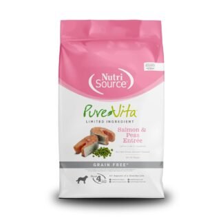 NutriSource Pure Vita Limited Ingredient Grain Free Dry Dog Food, Salmon and Peas, 12LB