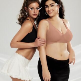 OEAK Womens Deep V Bras Wireless Comfortable Bra Supportive No Underwire Bras Tshirt Push Up Bralettes Plunge Seamless Bra