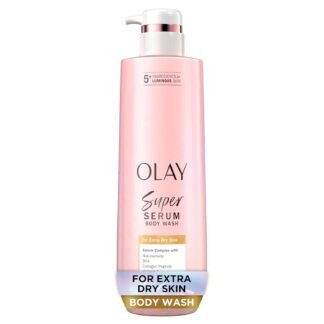 Olay Super Serum Body Wash for Extra Dry Skin, 24hr Long Lasting Hydration, 5+ Ingredient Complex for Bright Even Firm Luminous Skin, 18.5 fl oz