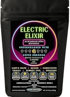 Organic Vegan Adaptogenic Mushroom Drink | 3,000mg Super Shroom Blend | Lion’s Mane, Reishi, Chaga, Cordyceps, Turkey Tail, Shiitake | Enhance Brain, Focus, Energy, Mood, Stamina