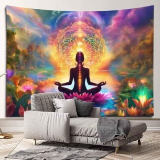 OSUNBD Yoga Chakra Tapestry 106x70 Inch, Seven Chakra Meditation Zen Wall Tapestries for Bedroom, Galaxy Space Lotus Spiritual Wall Hanging Art Decor for Living Room Dorm...