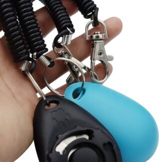 Pet Training Clicker with Wrist Strap - Dog Training Clickers (New Black + Blue)