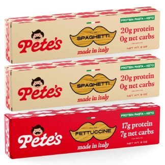 Pete's Pasta Spaghetti Noodles | 20g Protein, No Carb + Low Carb Pasta | Keto, Carb Free Pasta | Healthy, Zero Carb Italian Pasta From Italy | 3-Pack, 8oz