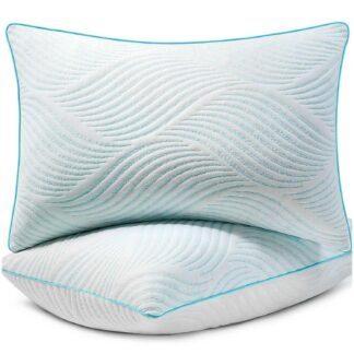 Pillows King Size Set of 2 Cooling Memory Foam Pillows for Sleeping Adjustable Medium Firm Back and Side Sleeper