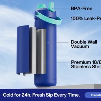 POWCAN 26 oz Insulated Water Bottle with 2-in-1 Straw and Spout Lid, Keep Cold 24H, Leak-Proof, Fits in Car Cup Holder, Stainless Steel Water Bottle for Sports, Travel, Gym, and...