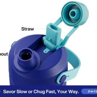 POWCAN 26 oz Insulated Water Bottle with 2-in-1 Straw and Spout Lid, Keep Cold 24H, Leak-Proof, Fits in Car Cup Holder, Stainless Steel Water Bottle for Sports, Travel, Gym, and...