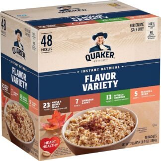 Quaker Instant Oatmeal Fruit & Cream Variety Pack, Single Serve Packets, (44 Pack)