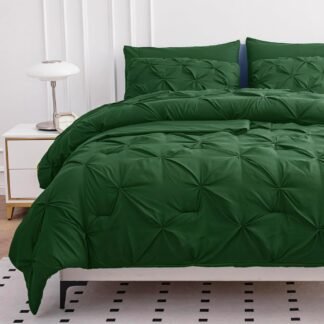 Queen Size Comforter Set – 7 Pc All in One, Bed in a Bag - Featuring Modern Pintuck Stitch Design - Includes Comforter, 2 Pillowcases, 2 Shams, Flat & Fitted Sheet - Apartment...