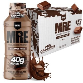 REDCON1 MRE Ready to Drink Protein Shake, Milk Chocolate - Lactose Free RTD 40gr Protein Made with Real Whole Food Protein Blends - Easy to Digest Nutritional Shake (12 Pack)