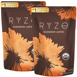 RYZE SUPERFOODS Mushroom Coffee Starter Kit, USDA Organic Instant Coffee with 6 Adaptogenic Mushrooms and MCT Oil for Better Energy, Focus, Digestion, Immunity with Lions Mane &...