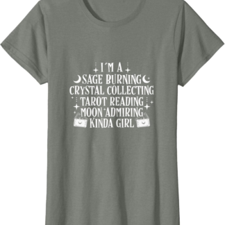 Sage Burning Crystal Collecting Tarot Reading Moon Admiring T-Shirt