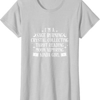 Sage Burning Crystal Collecting Tarot Reading Moon Admiring T-Shirt