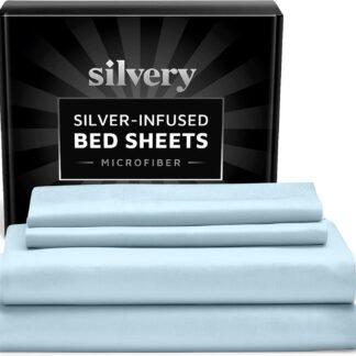 Silvery Silver Infused Bed Sheets Set - Ultra-Soft Temperature-Regulating Fabric with Self-Cleaning Technology™ That Stays Fresh 3X Longer for Hygienic Sleep