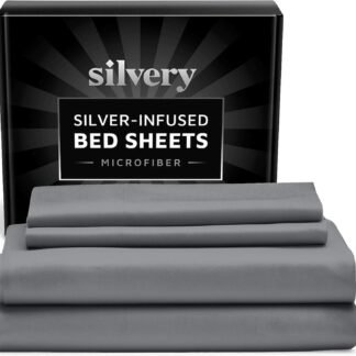 Silvery Silver Infused Bed Sheets Set - Ultra-Soft Temperature-Regulating Fabric with Self-Cleaning Technology™ That Stays Fresh 3X Longer for Hygienic Sleep