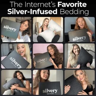 Silvery Silver Infused Bed Sheets Set - Ultra-Soft Temperature-Regulating Fabric with Self-Cleaning Technology™ That Stays Fresh 3X Longer for Hygienic Sleep