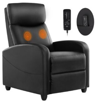 Sweetcrispy Massage Recliner Chair for Adults, Adjustable Home Theater Seating with Lumbar Support for Living Room, Modern Fabric Reclining, Black