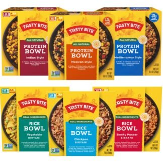 Tasty Bite Bowls Variety, Pack of 6, Mexican Protein, Mediterranean Protein, Indian Protein, Chickpea Biryani, Smoky Paneer Biryani, Vegetable Biryani