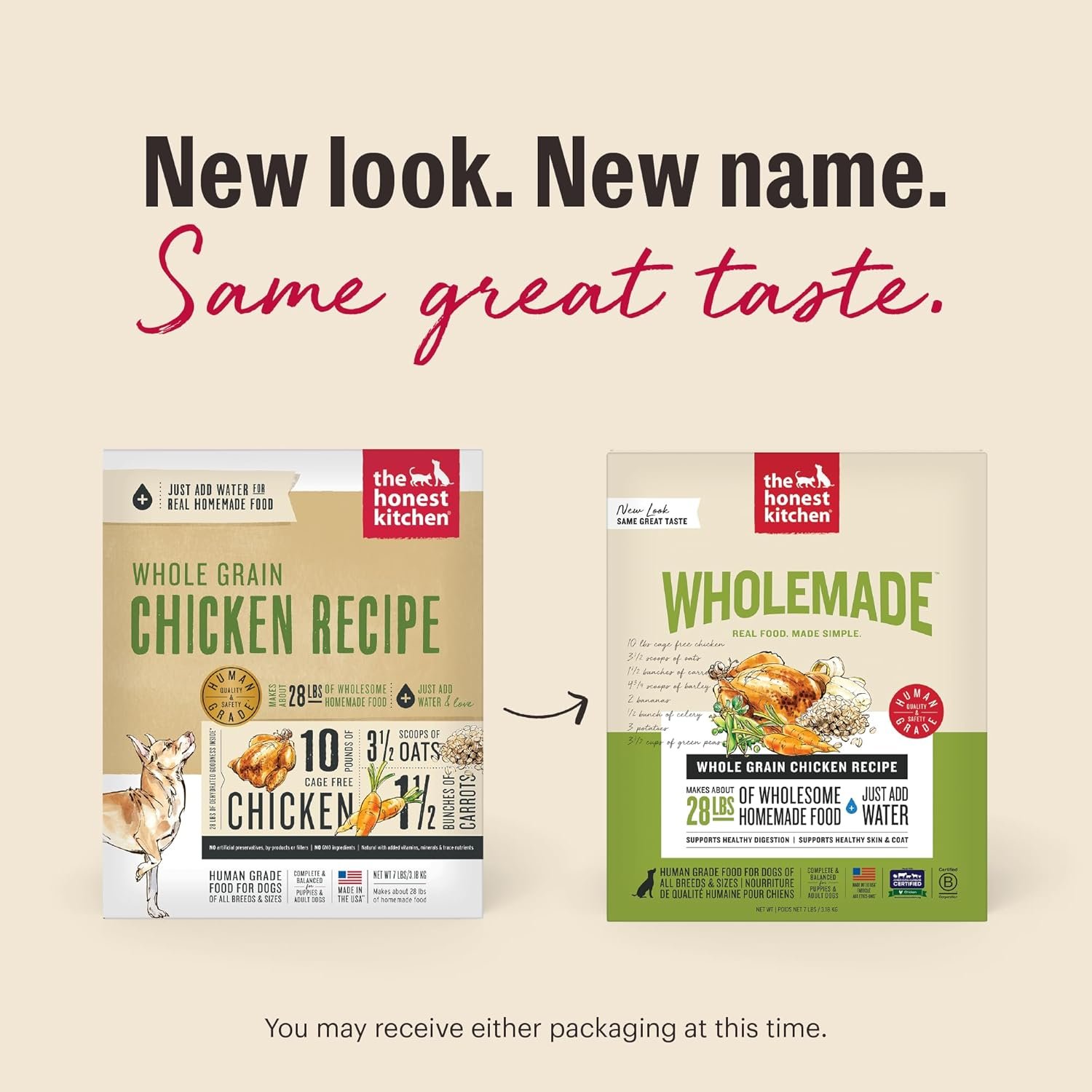 The Honest Kitchen Human Grade Wholemade™ Dehydrated Whole Grain Dog Food - Complete Balanced Meal or Topper - Chicken 4 lb Box - lunas-mystic-emporium.com The Honest Kitchen Human Grade Wholemade™ Dehydrated Whole Grain Dog Food - Complete & Balanced Meal or Topper - Chicken 4 lb Box