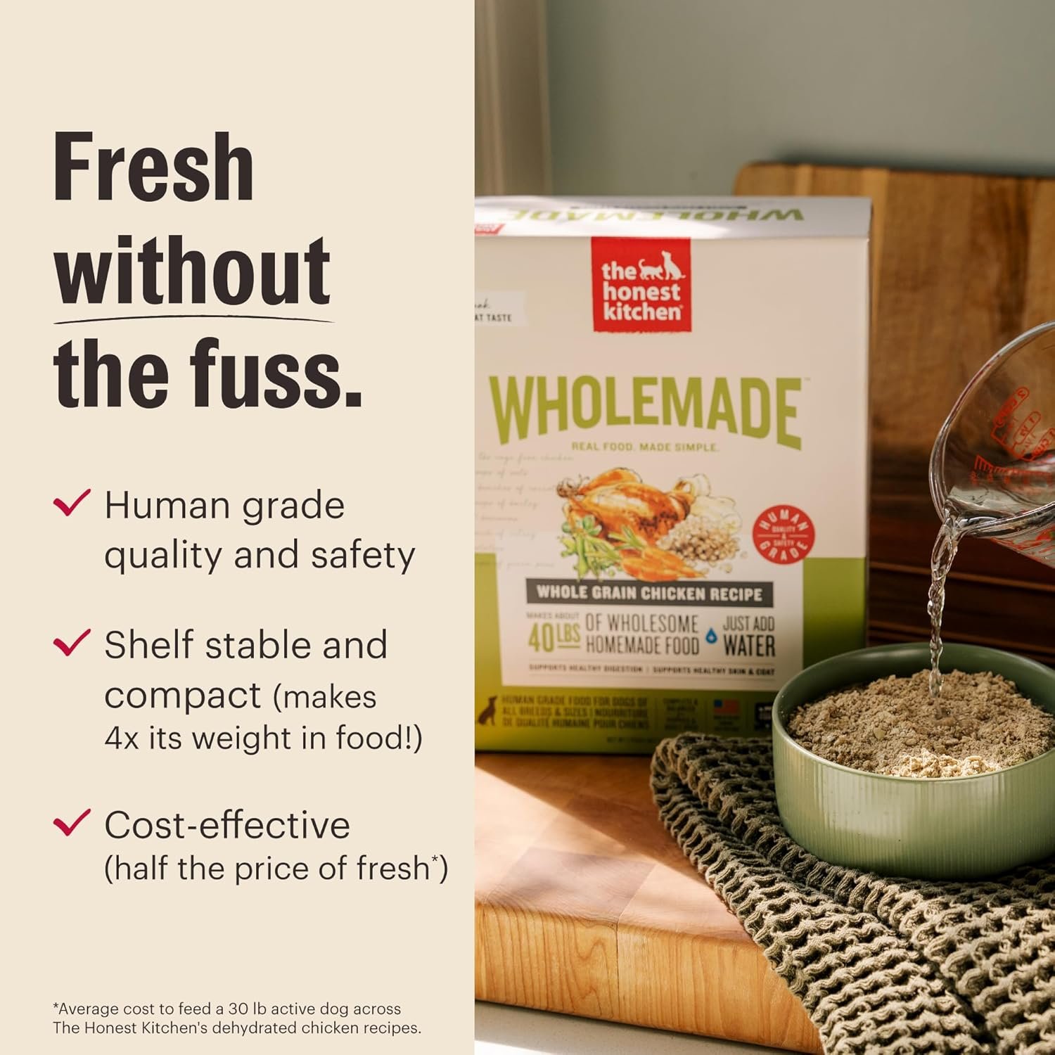 The Honest Kitchen Human Grade Wholemade™ Dehydrated Whole Grain Dog Food - Complete Balanced Meal or Topper - Chicken 4 lb Box - lunas-mystic-emporium.com The Honest Kitchen Human Grade Wholemade™ Dehydrated Whole Grain Dog Food - Complete & Balanced Meal or Topper - Chicken 4 lb Box
