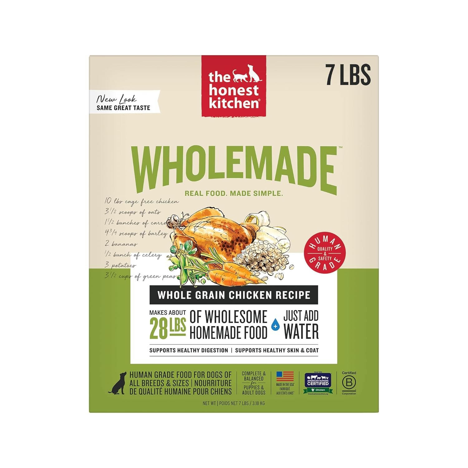 The Honest Kitchen Human Grade Wholemade™ Dehydrated Whole Grain Dog Food - Complete Balanced Meal or Topper - Chicken 4 lb Box - lunas-mystic-emporium.com The Honest Kitchen Human Grade Wholemade™ Dehydrated Whole Grain Dog Food - Complete & Balanced Meal or Topper - Chicken 4 lb Box