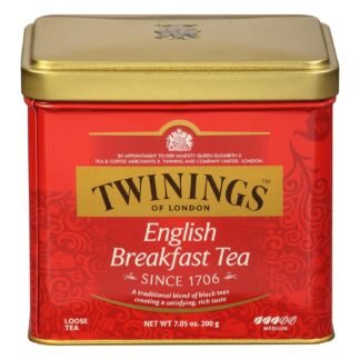 Twinings English Breakfast Loose Tea Tins, 7.05 Ounce Tins (Pack of 6), Smooth, Flavourful, Robust Black Tea Leaves, Caffeinated, Enjoy Hot or Iced
